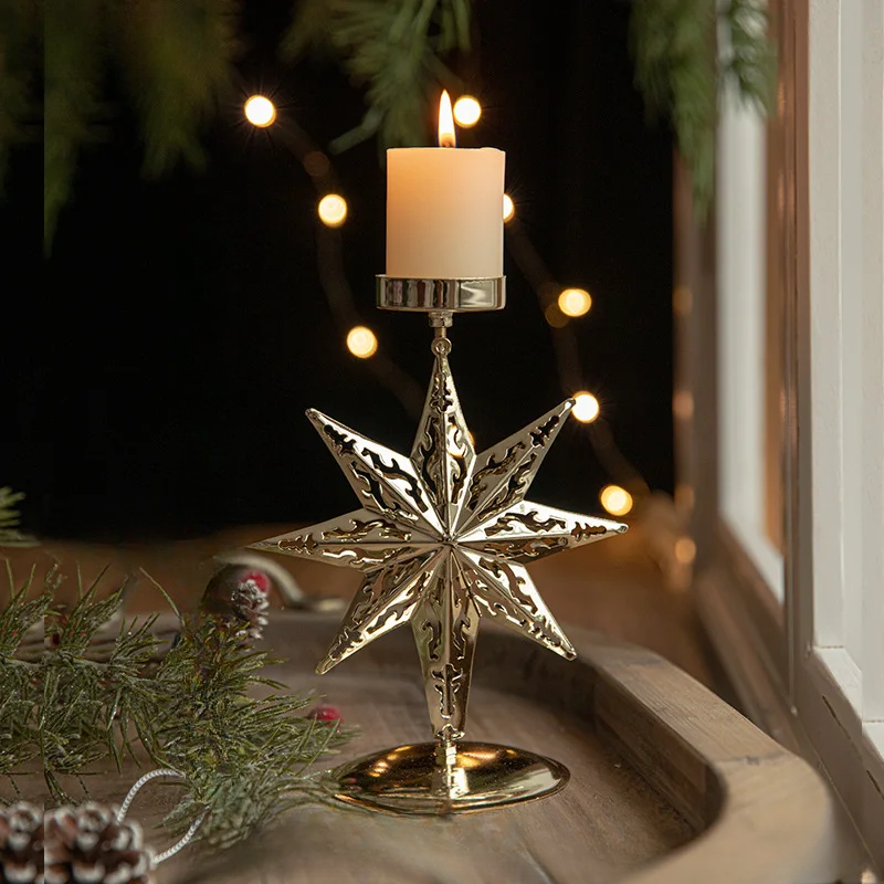 ReedSpruce - Gilded Star and Tree Candle Holder