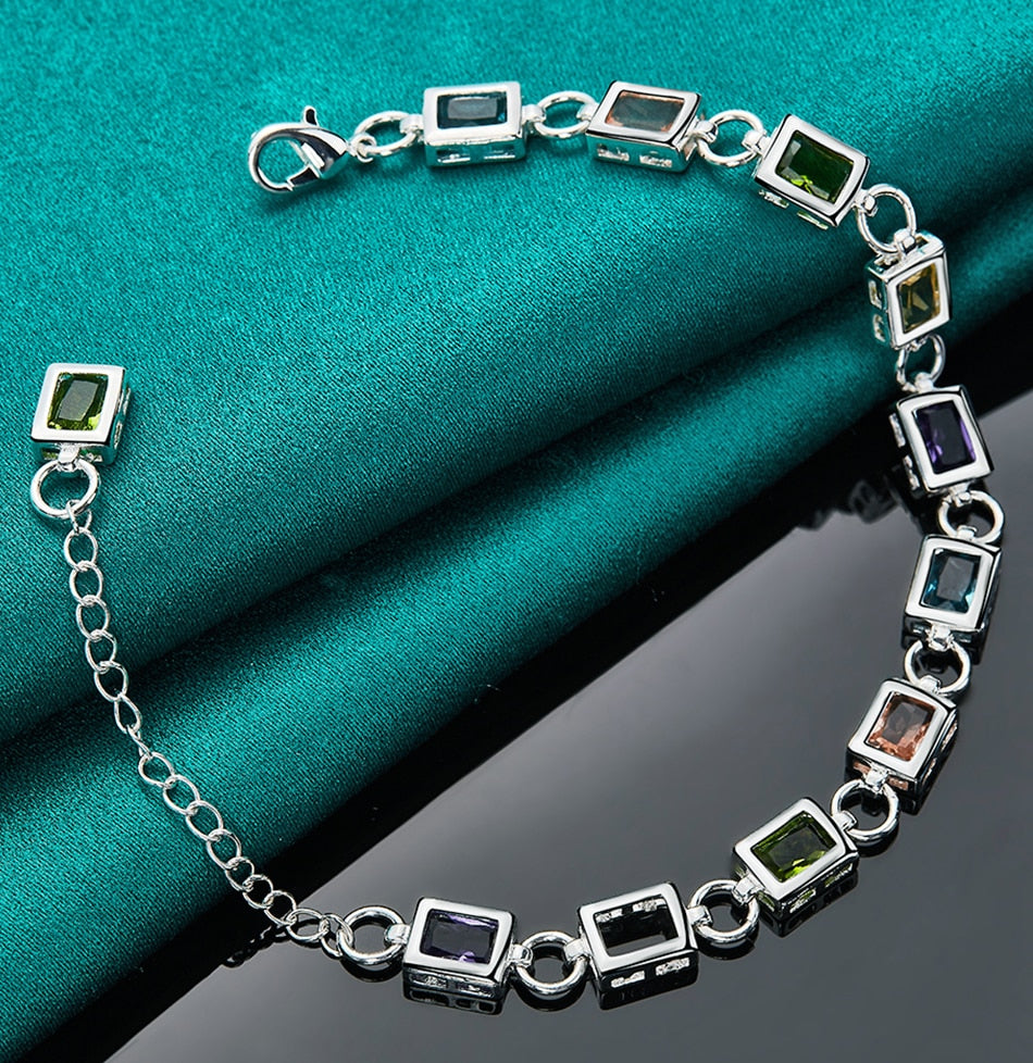 Rainbow Zircon Bracelet - Sparkling Multicolor Statement Jewelry