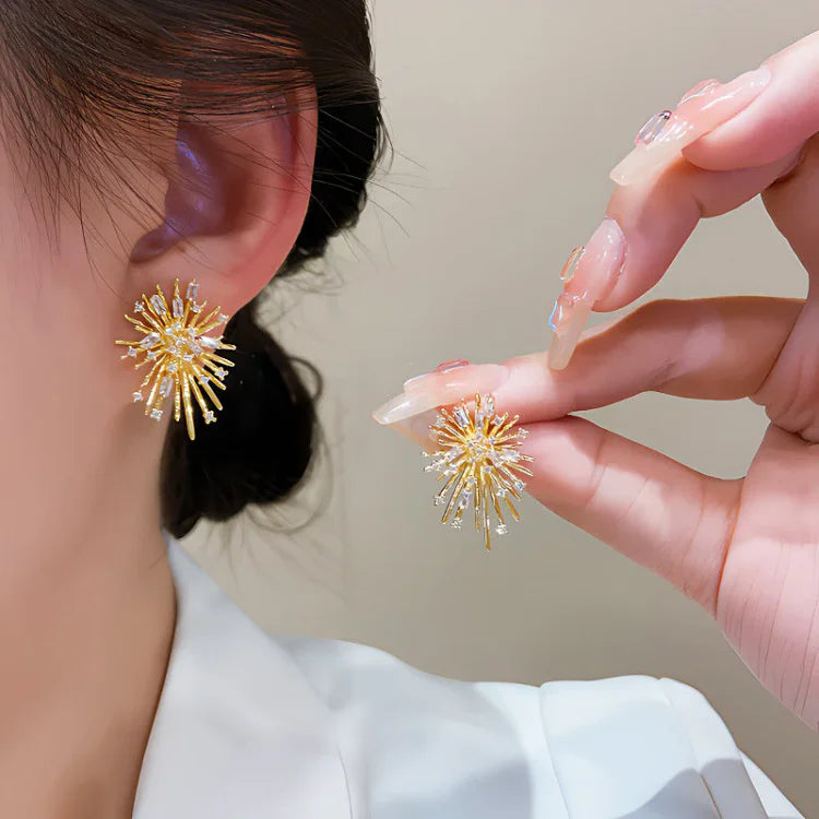 Uspira - Gold Zirconia Firework Earrings