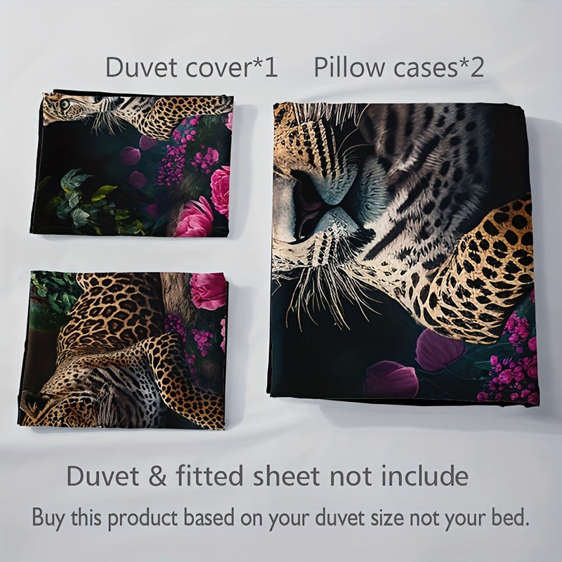 Nirsten - 3-Piece Rose Pattern Duvet Cover Set