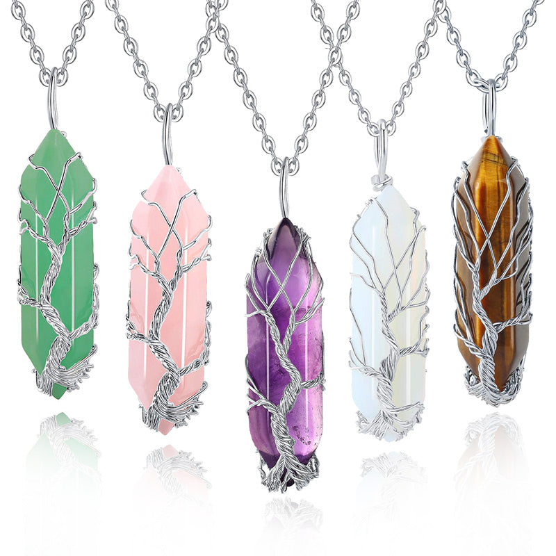 Elara Tree of Life Gemstone Necklace - Radiant Crystal Pendant