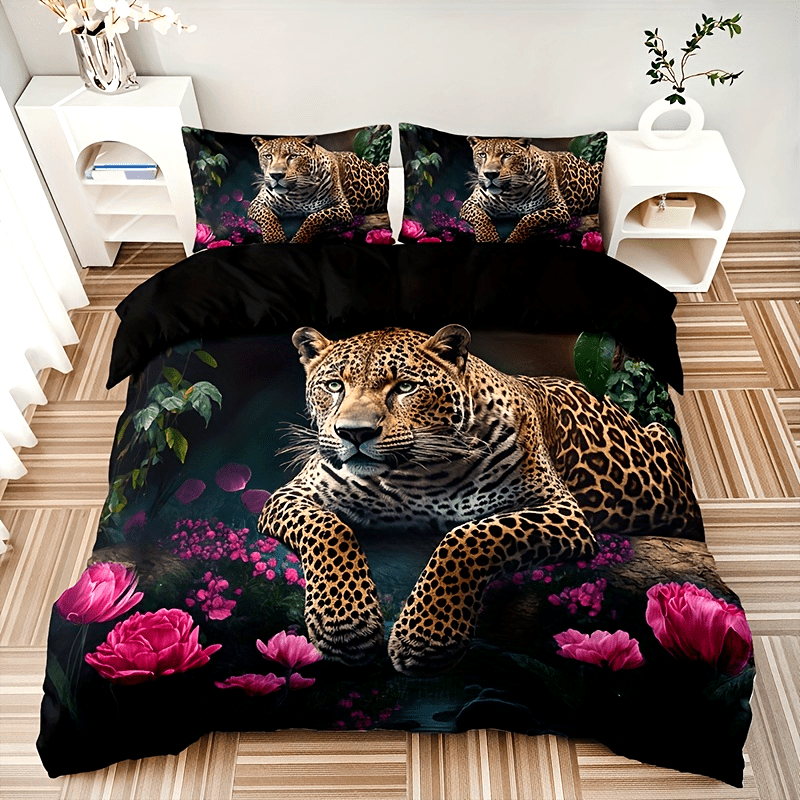 Nirsten - 3-Piece Rose Pattern Duvet Cover Set