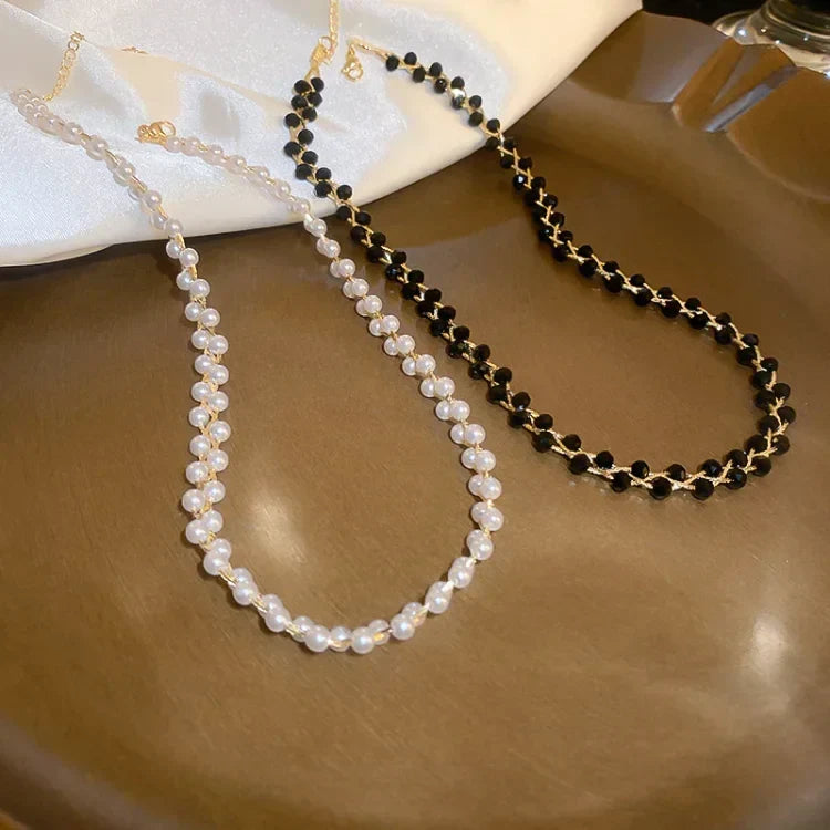 Belvina - Elegant Layered Crystal and Pearl Necklace