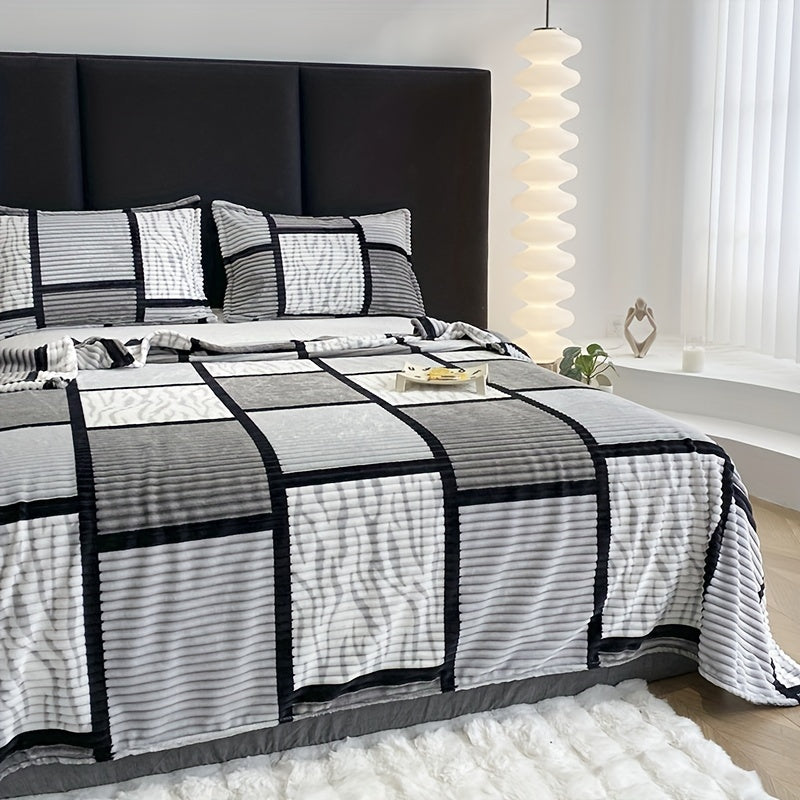 Tegburn - Soft Striped Plush Blanket Throw