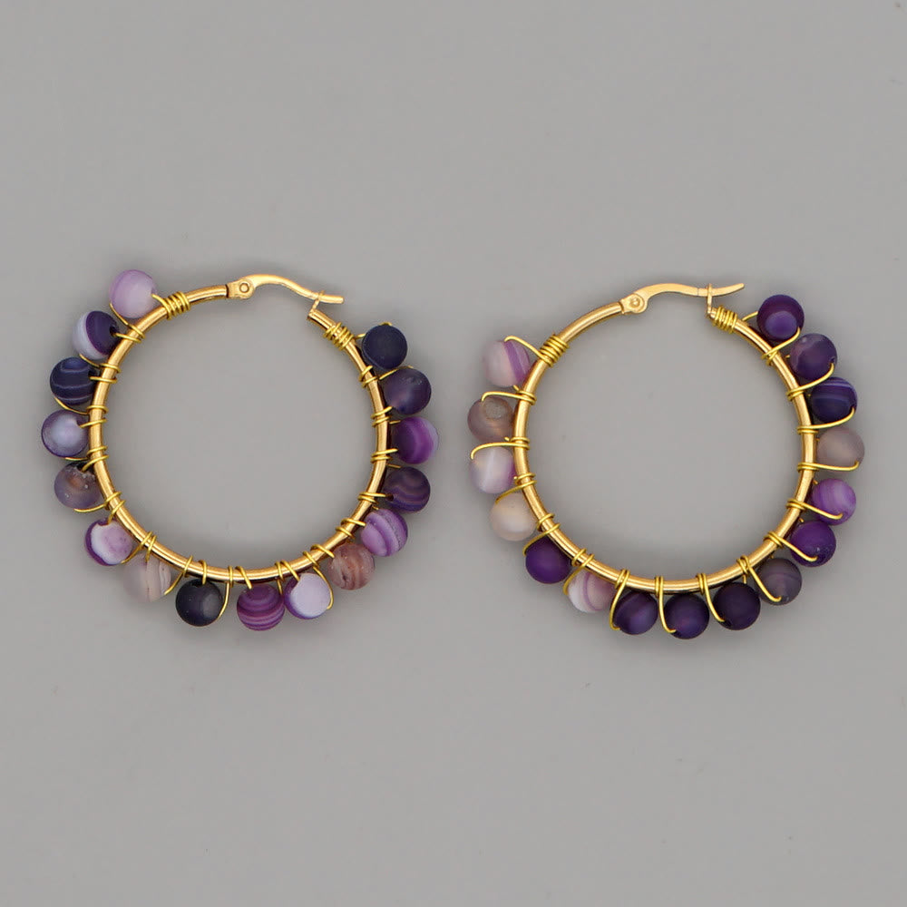 Sanne's - Elegant Boho Nature-Inspired Crystal Hoop Earrings