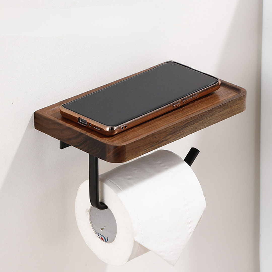 Genthara - Walnut Wood Toilet Paper Holder