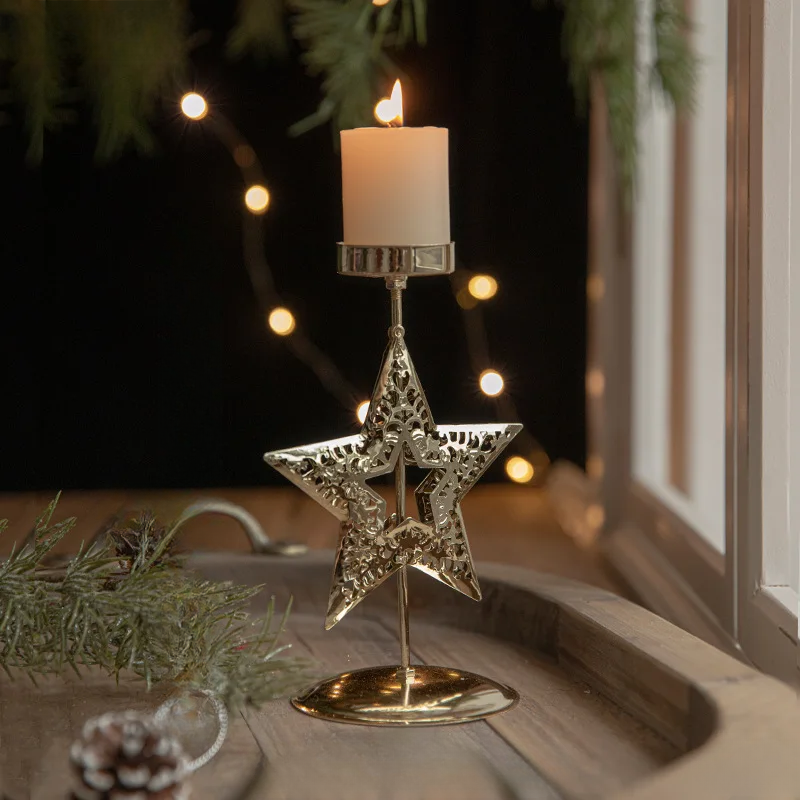 ReedSpruce - Gilded Star and Tree Candle Holder