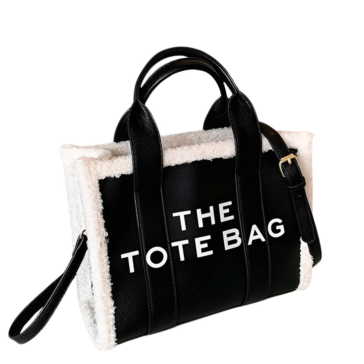 LuxVibe Bag - Stylish PU Leather Tote with Faux Fur Trim