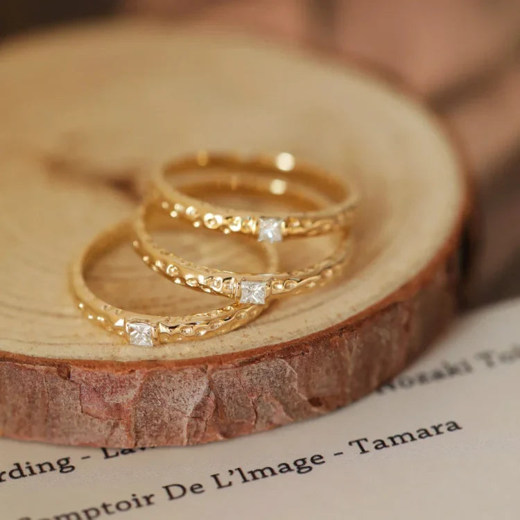Aurora Ring - Gold-Plated Sterling Silver Ring with Cubic Zirconia