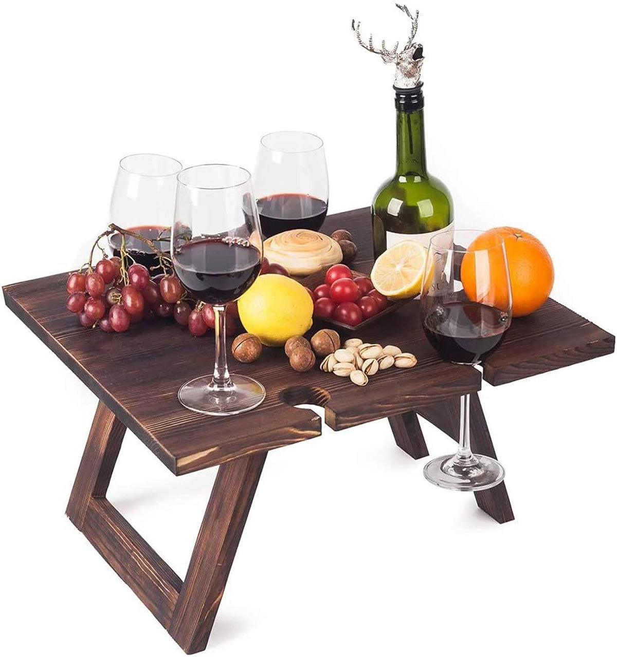 WoodenWine RackTable - Stylish Portable Wine Table for Outdoor Entertaining