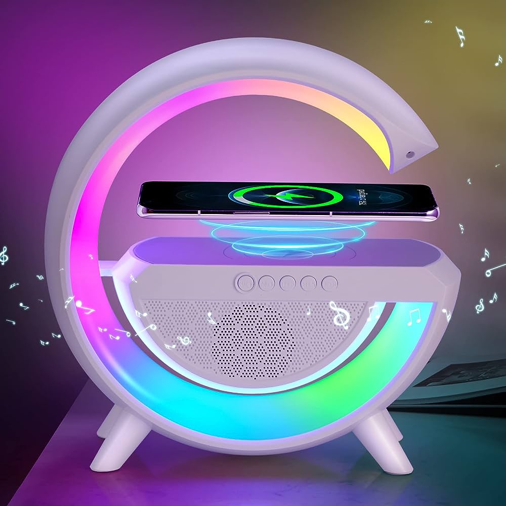 GlowHub - Multifunctional Rechargeable Speaker with Alarm Clock and Ambient Light
