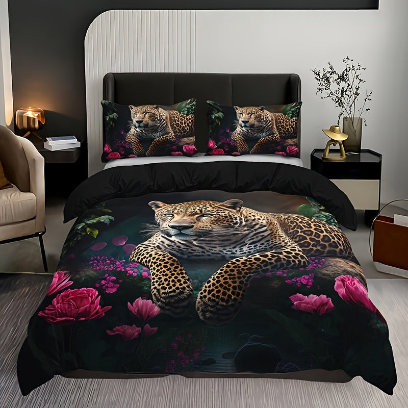 Nirsten - 3-Piece Rose Pattern Duvet Cover Set