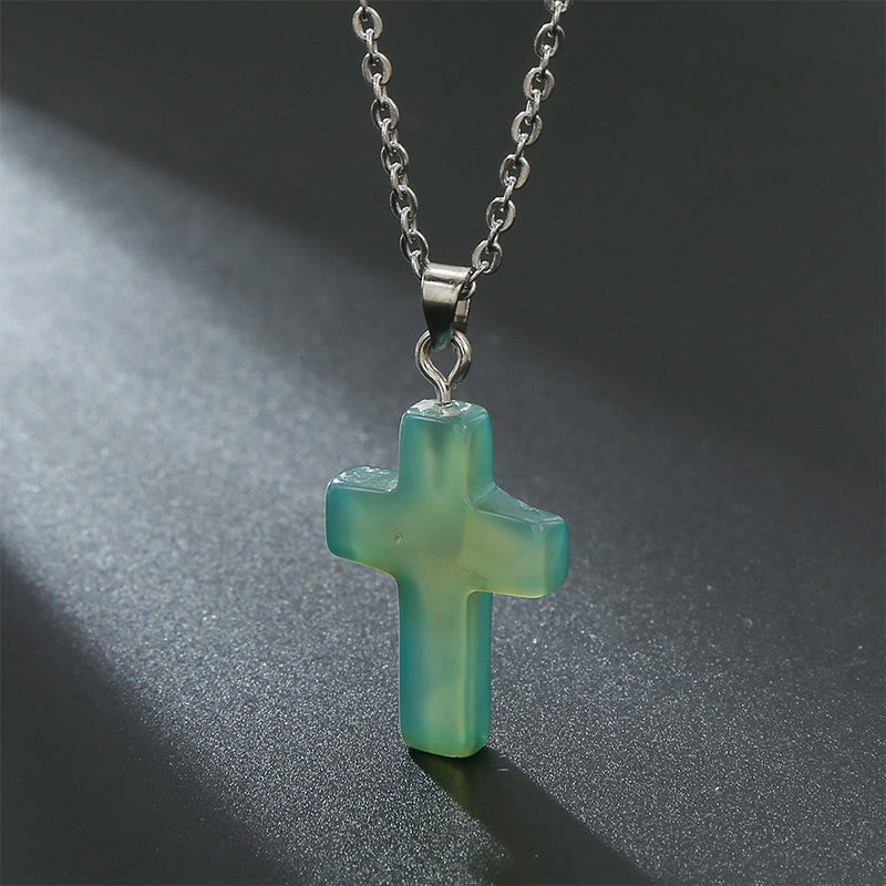 Bysera - Natural Gemstone Cross Necklace