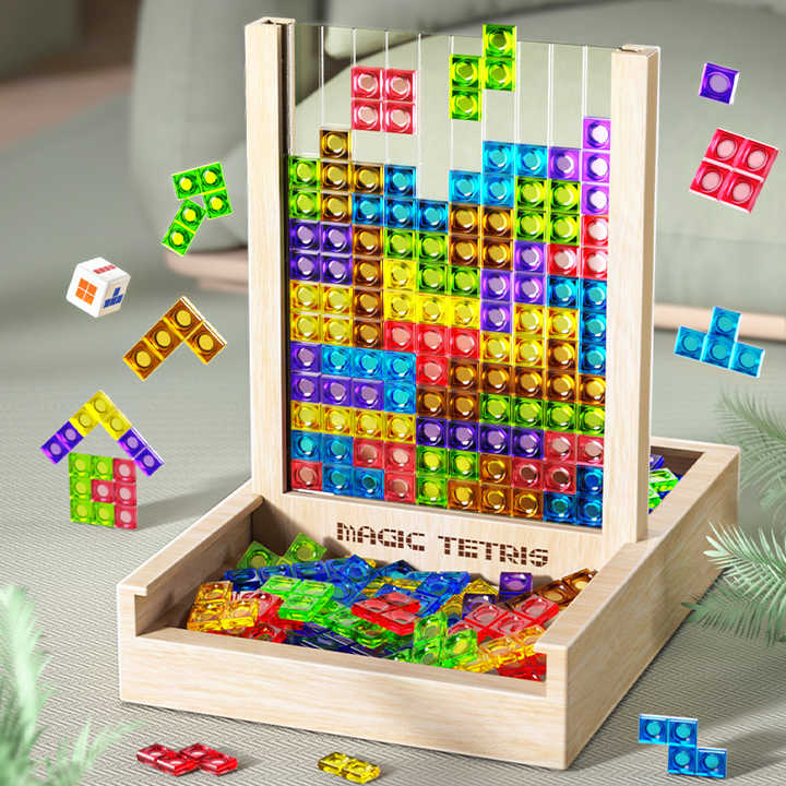 TetrisWood Game - Durable Wooden Puzzle for Family Fun