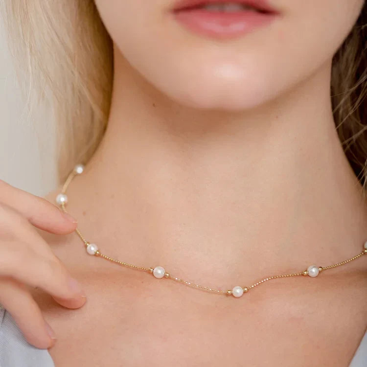 Serena Necklace - Timeless Gold Pearl Necklace for an Elegant Statement