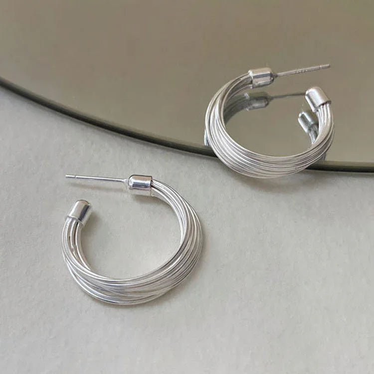 Amelie - Elegant Layered Line Hoop Earrings