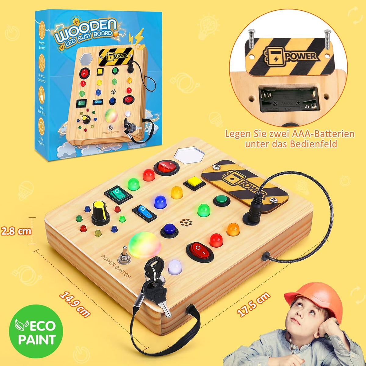 Lanfell - Interactive Wooden Busy Board with Music
