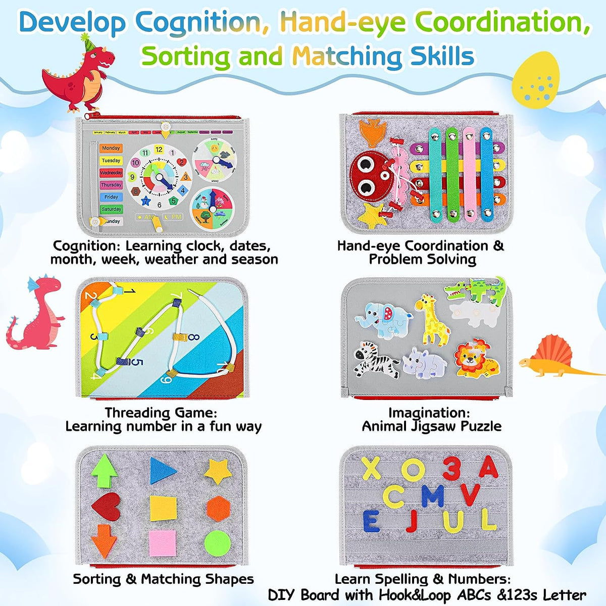 3D Busy Board & Pinboard Bag - Toddler Sensory Activity Board