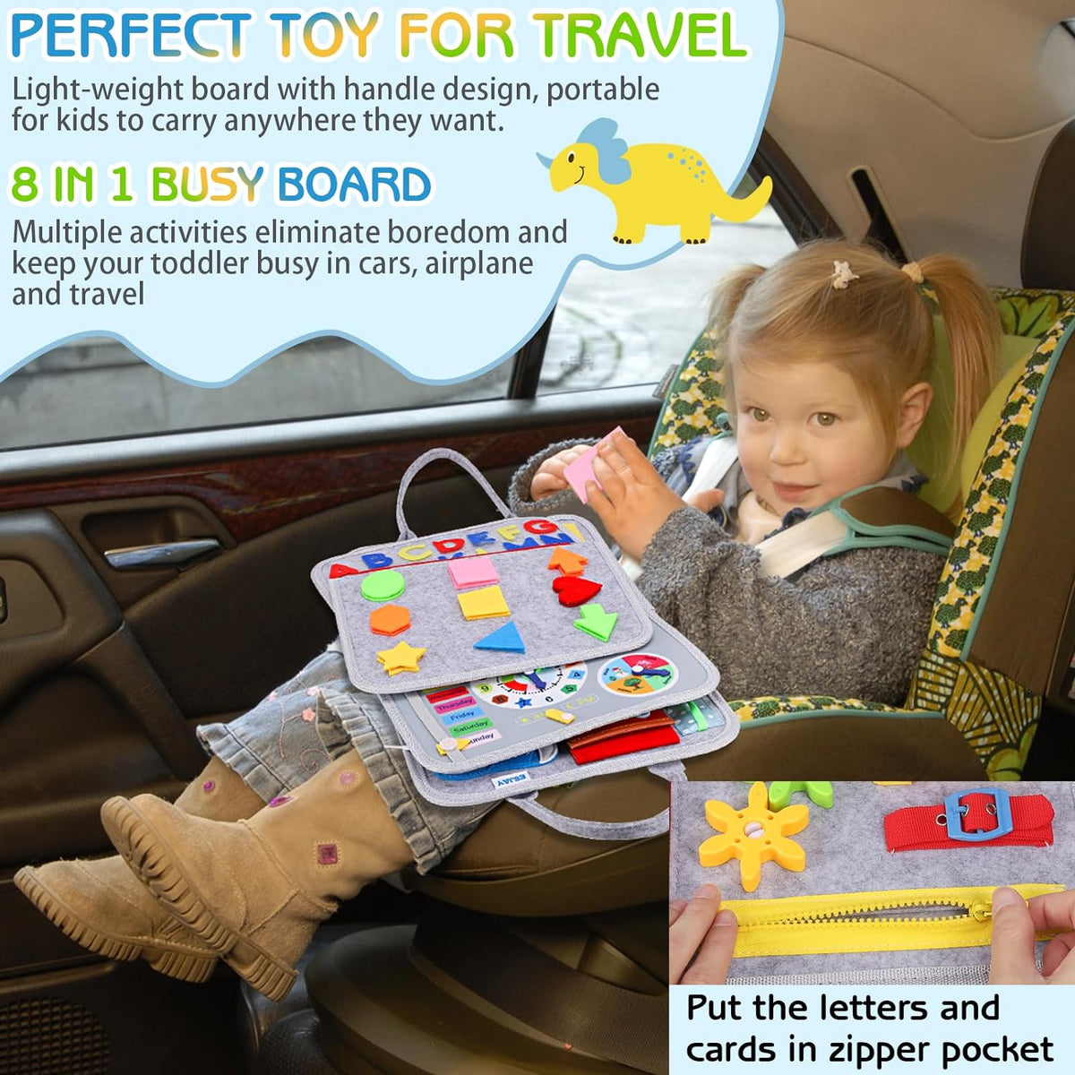 3D Busy Board & Pinboard Bag - Toddler Sensory Activity Board