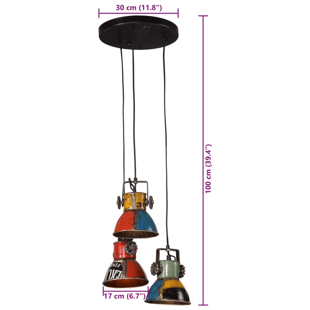 Unique Triangular Ceiling Lamp - Industrial 3-Light Iron Fixture