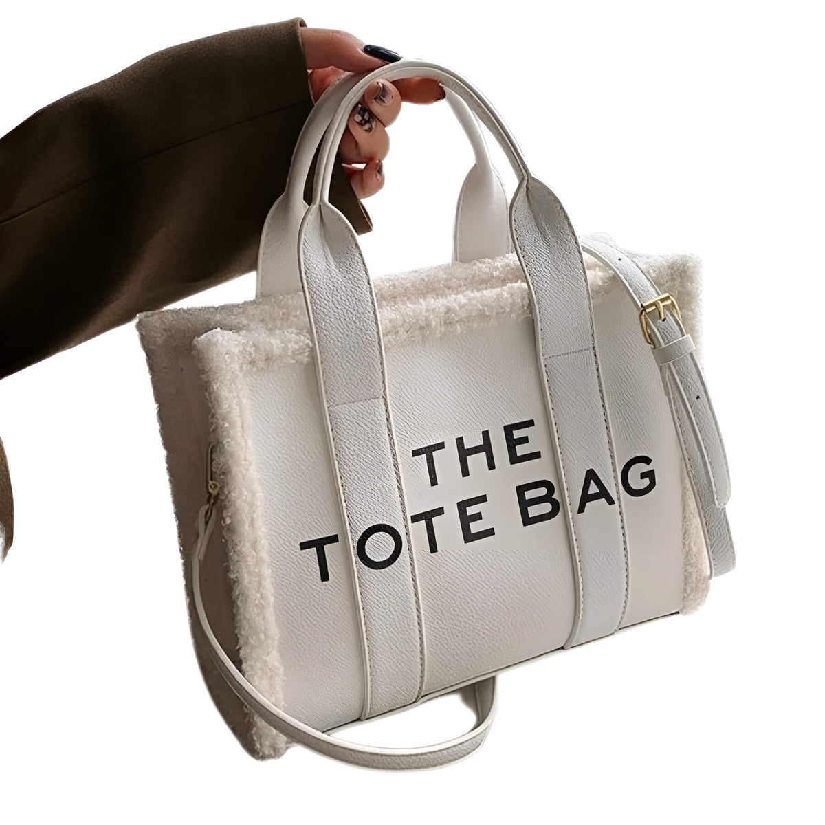 LuxVibe Bag - Stylish PU Leather Tote with Faux Fur Trim