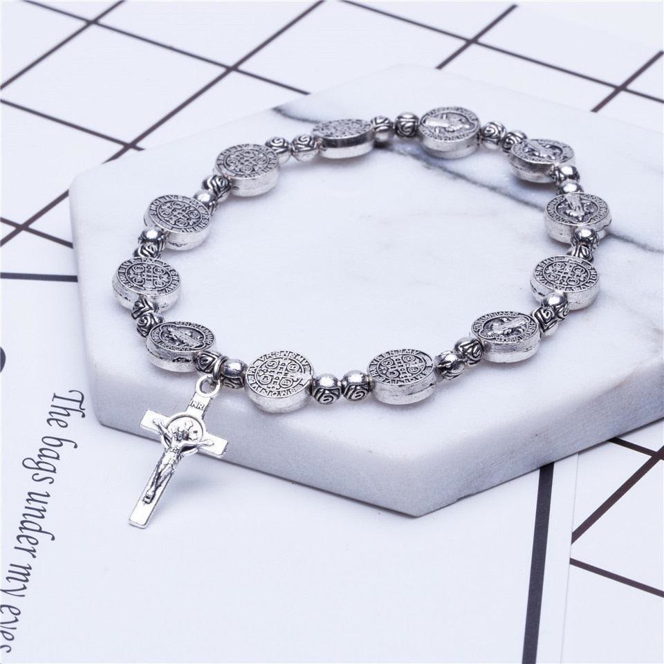 Solana - Gold and Silver Christian Cross Bracelet