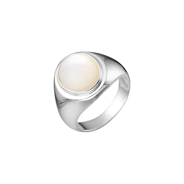 Isla Pinctada Albina Ring - Sterling Silver Ring with Mother-of-Pearl Accent