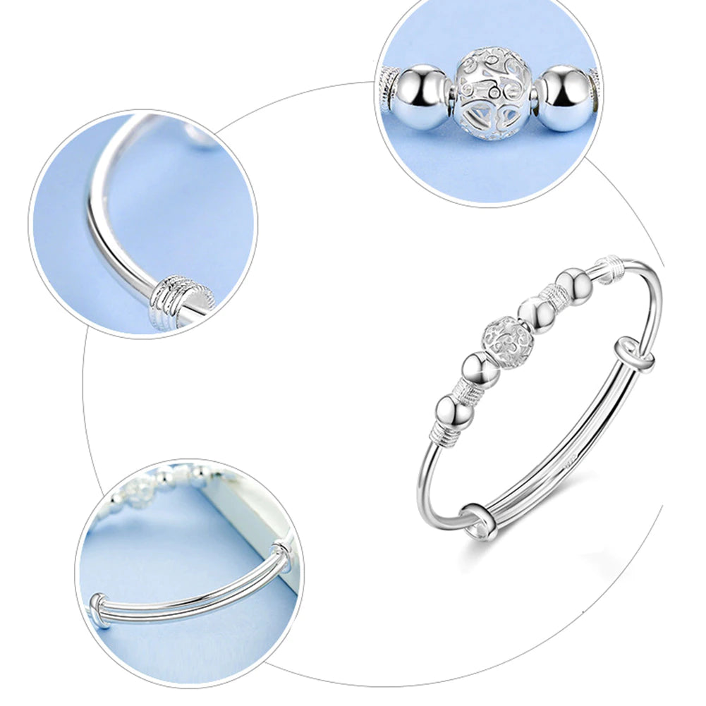 Nuvella - Elegant Silver Lucky Bead Bracelet