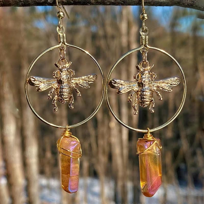Naluna - Natural Crystal Moon and Stars Earrings