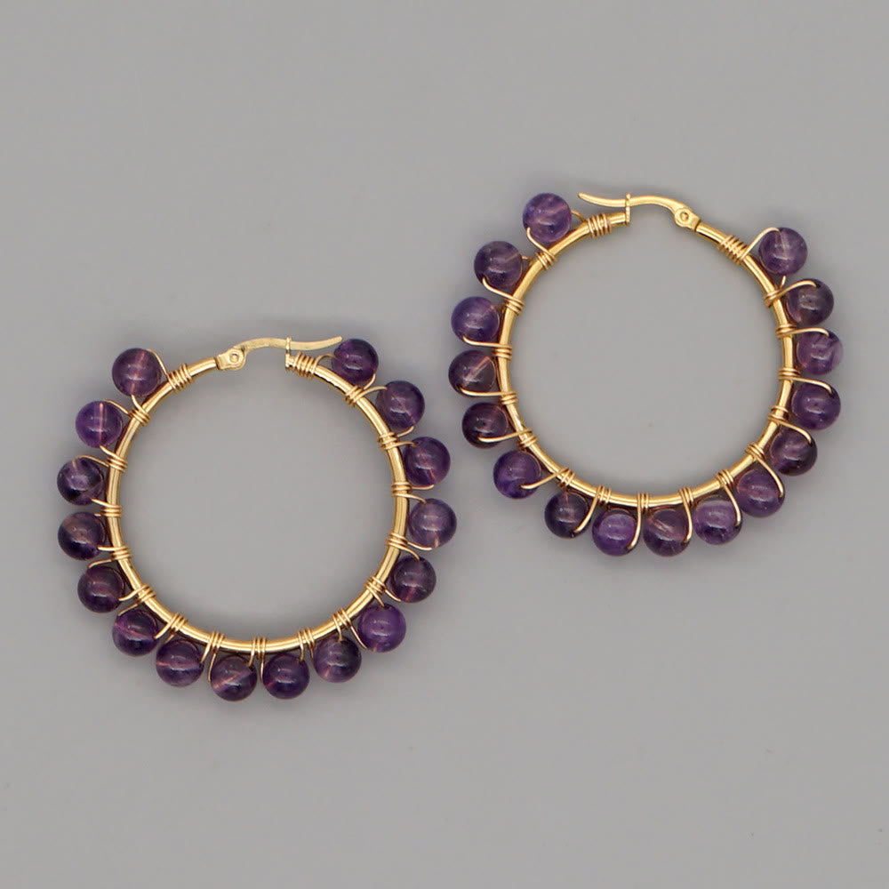 Sanne's - Elegant Boho Nature-Inspired Crystal Hoop Earrings
