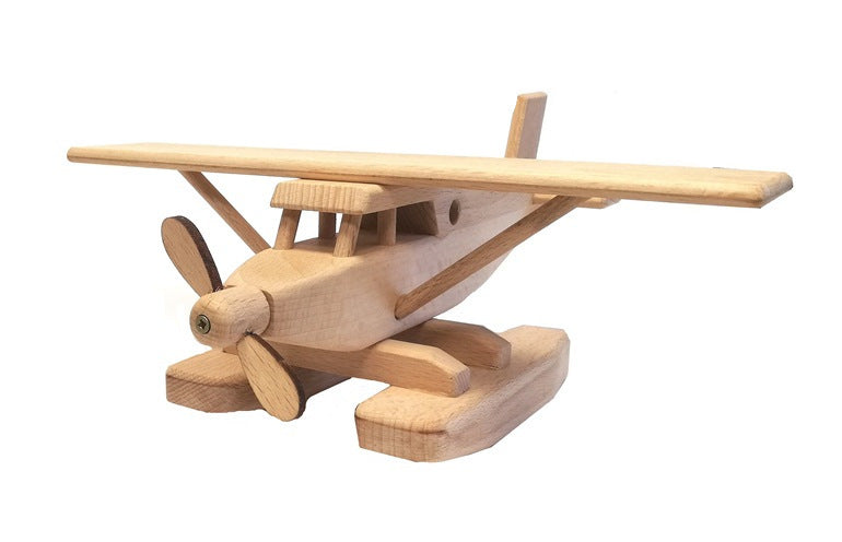 WoodFlyer - Wooden Water Plane with Spinning Rotor for Kids 3+
