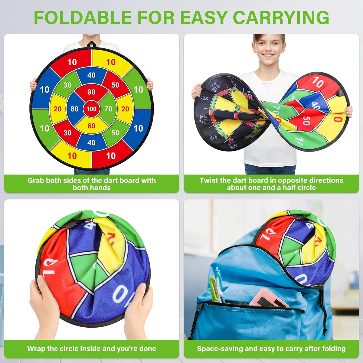 Large Double-Sided Dartboard for Kids - Fun Indoor and Outdoor Game
