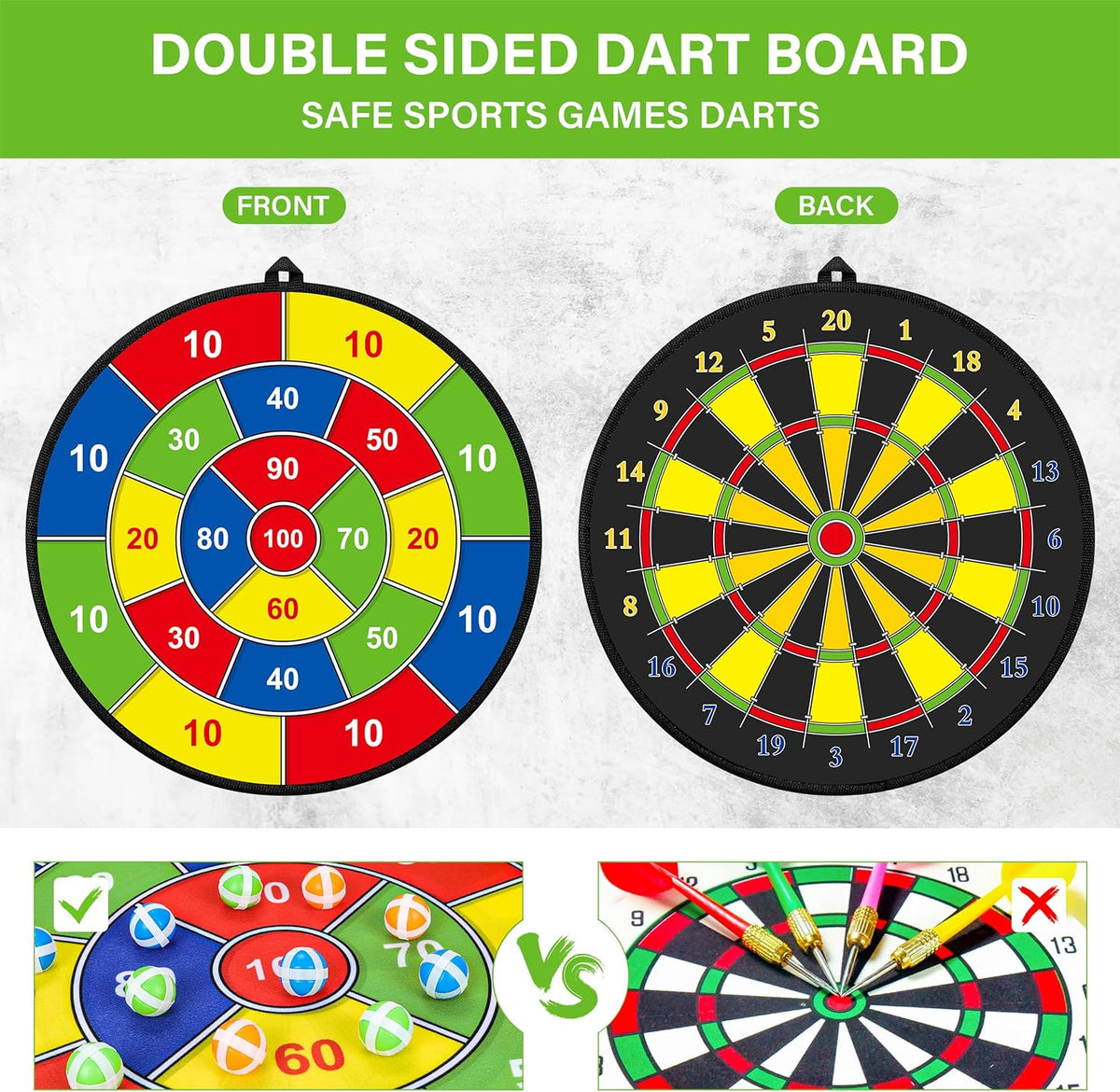 Large Double-Sided Dartboard for Kids - Fun Indoor and Outdoor Game