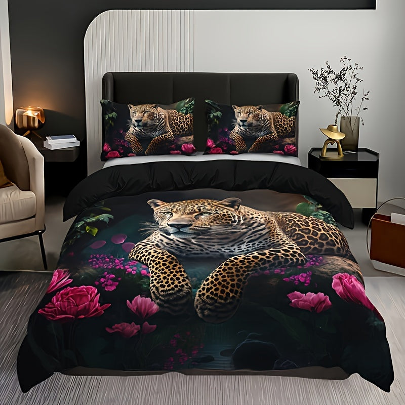Nirsten - 3-Piece Rose Pattern Duvet Cover Set