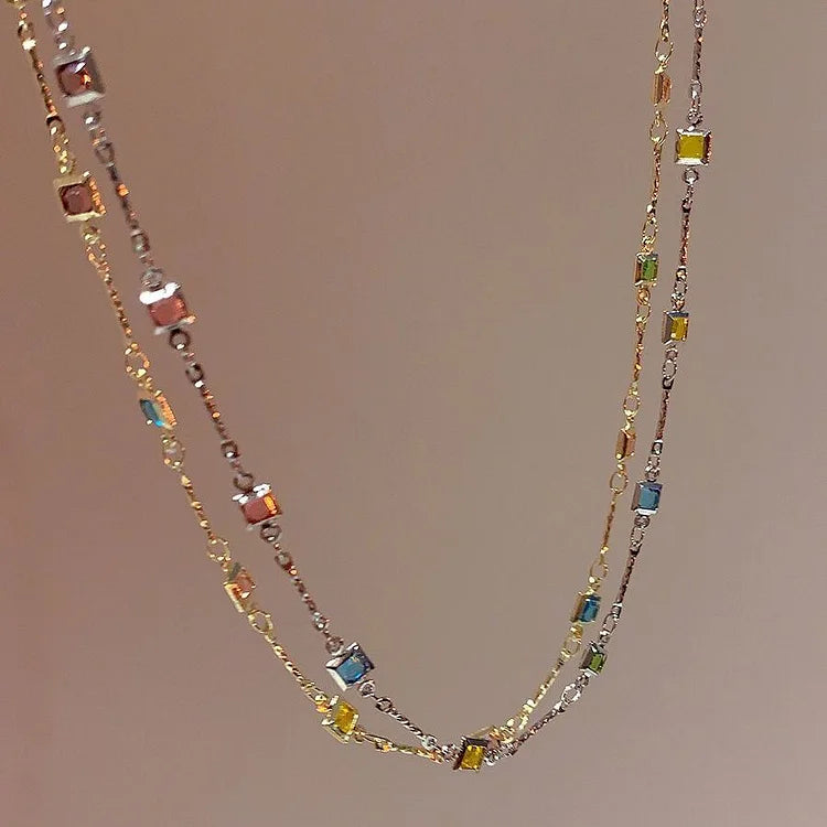 Ivy Collection - Elegant Gold/Silver Necklace with Sparkling Gemstones