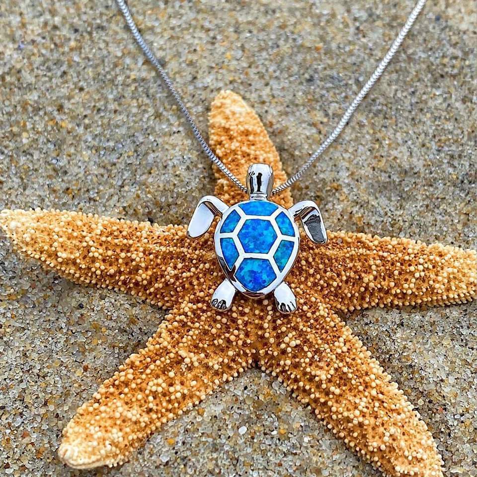 Marinella - Silver Sea Turtle Necklace and Earrings Set