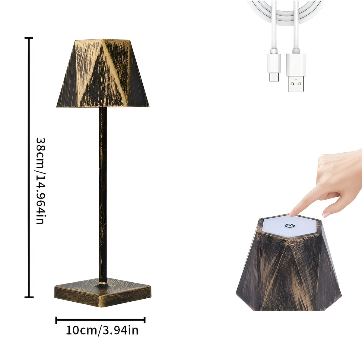 BrightLuxe - Cordless Rechargeable Retro Table Lamp