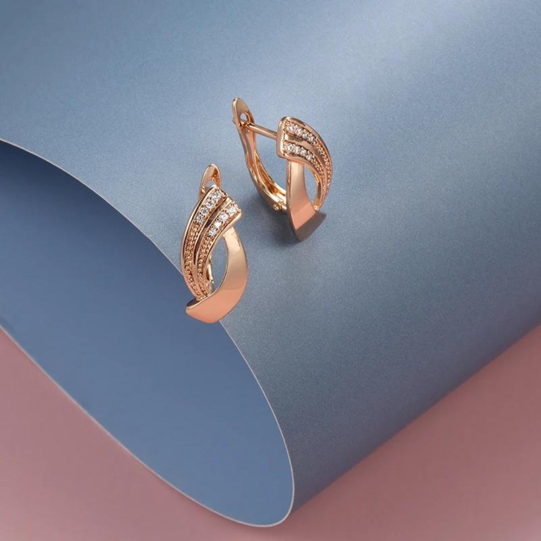 Sophie Collection - Rose Gold Earrings with Sparkling Zirconia