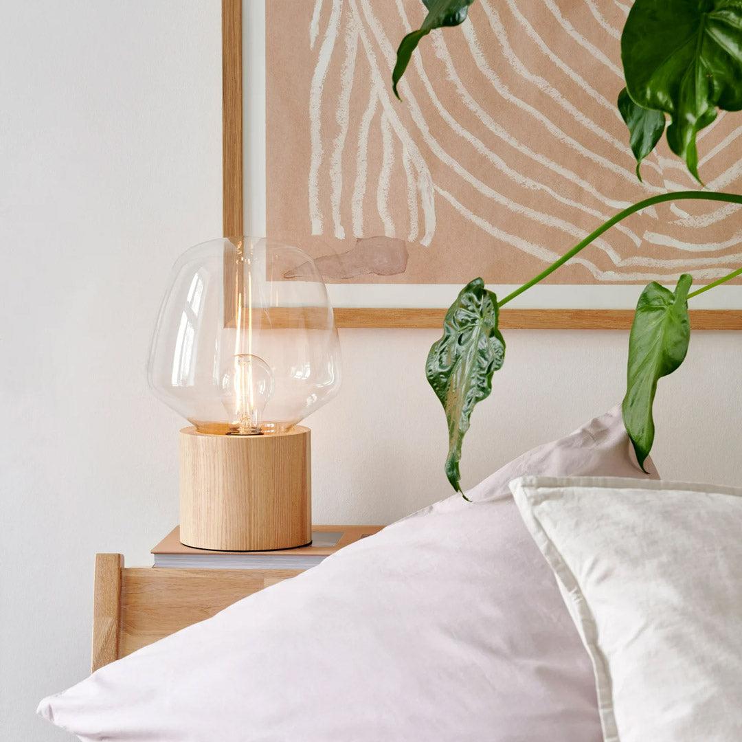 TeduWood Lamp - Wooden Table Lamp With Glass Globe