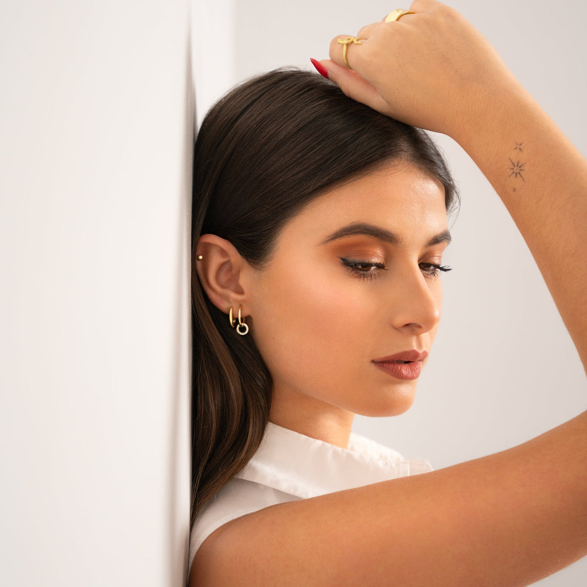 Nerida Earrings - Sterling Silver Interlocking Hoop Earrings