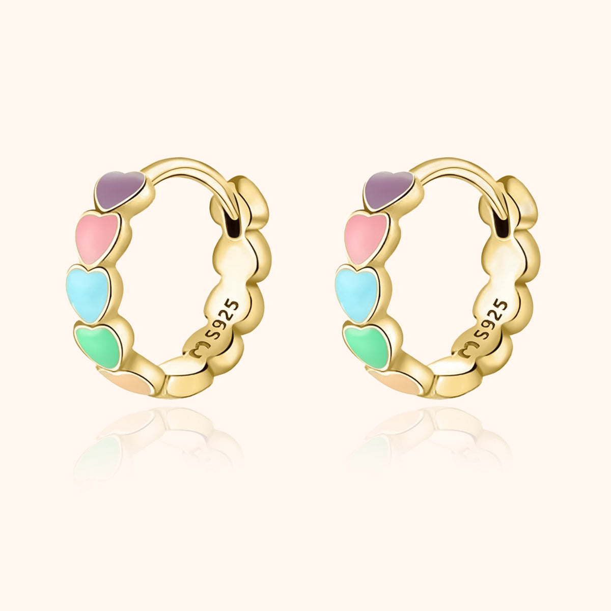Celestina - Enchanting Rainbow Heart Earrings in Sterling Silver