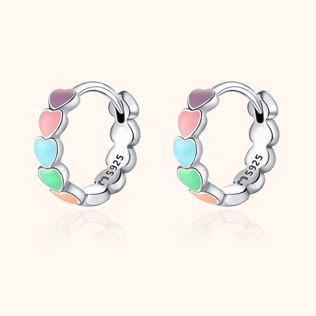 Celestina - Enchanting Rainbow Heart Earrings in Sterling Silver