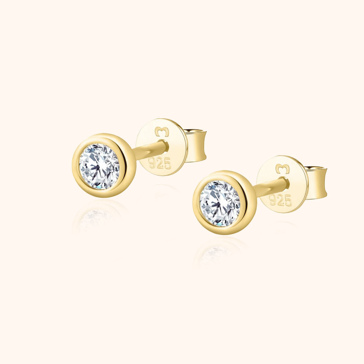 Amira Circle Stud Earrings - Elegant Compact Sterling Silver Design