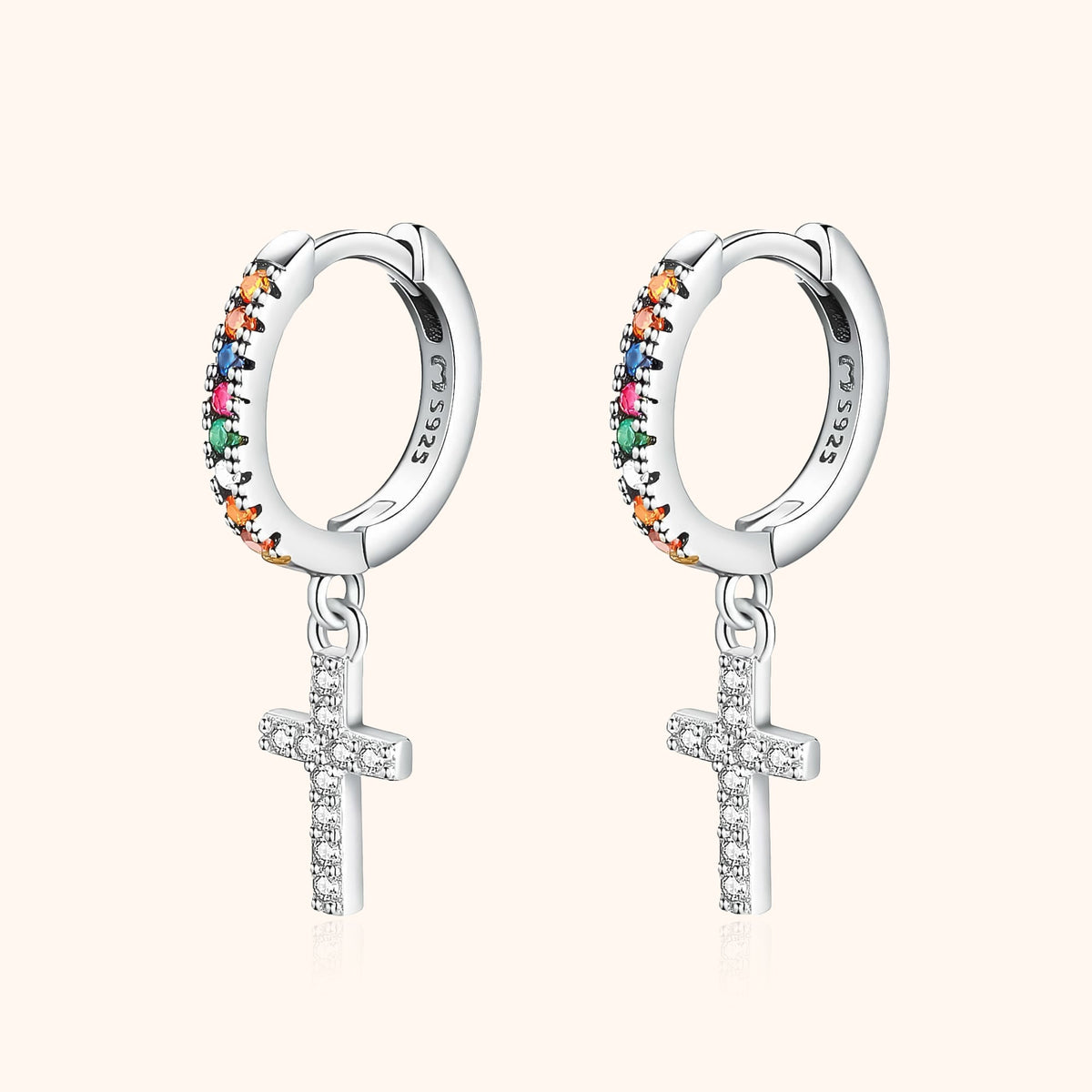 Yverna - Colorful Zirconia Cross Earrings