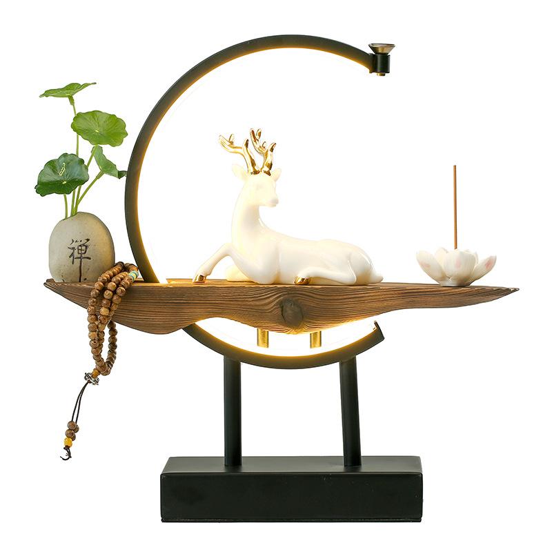 SereneStag - Elegant White Deer Incense Burner Lamp
