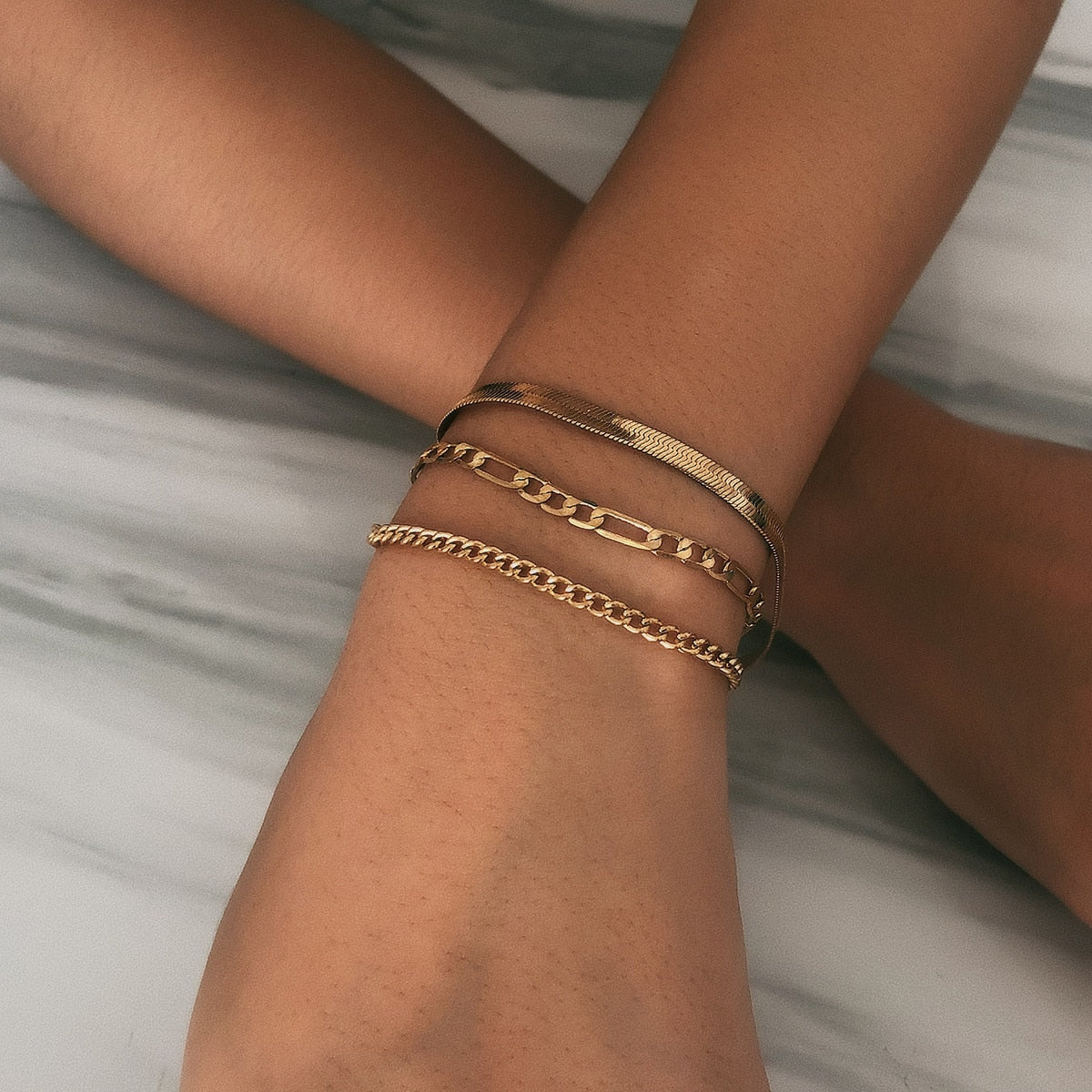 Ebriana Charming Bracelet Trio - Delicate 3-Piece Layered Set