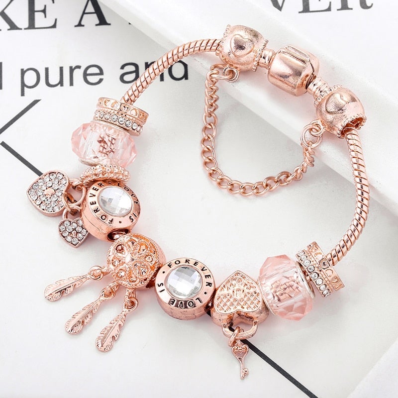 Dreamcatcher Bracelet - Pink Sterling Silver Charm Bracelet