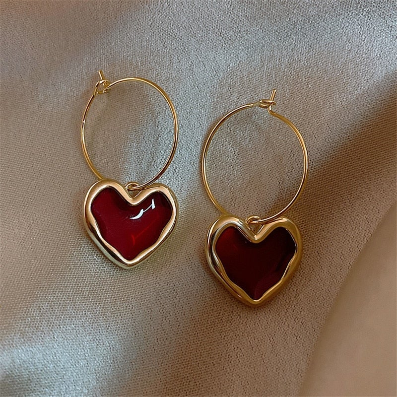 Amore Collection - Cute Red Heart Earrings