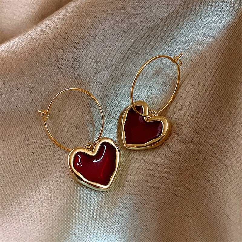 Amore Collection - Cute Red Heart Earrings