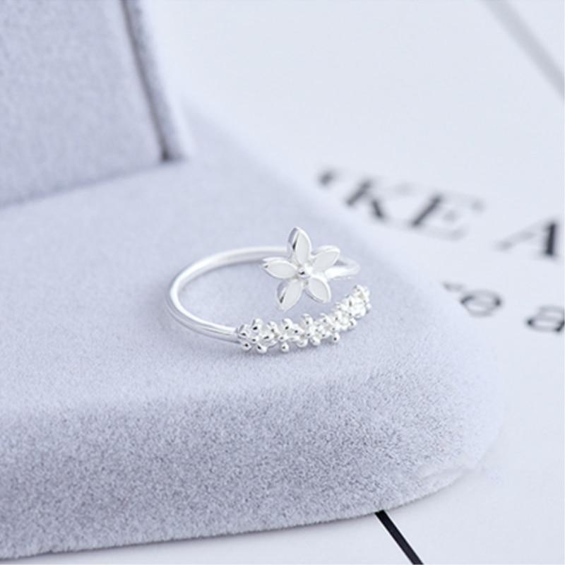 Amaril - Adjustable Sterling Silver Ring with Enamel Wildflowers